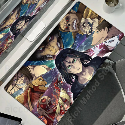 Anime Attack on Titan XXL Desk Mat Large Black White Mouse Pad Gamer Computer Mousepad Gaming Laptop Keyboard Mouse Mats Carpet
