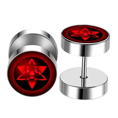 Anime Uzumaki Naruto Figures Earrings Accessories Uchiha Itachi Sharingan Cosplay Party Studs Earrings Toys for Women Girl Gift