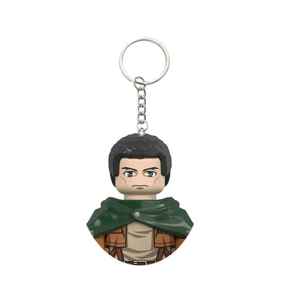 New Attack on Titan Minifigure Keychain Shingeki No Kyojin Eren Levi Mikasa Anime Action Figures Toys for Kids Gift