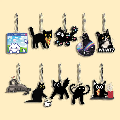 10/50 pcs/set Funny Cat Character Keychain Student Gift Bag