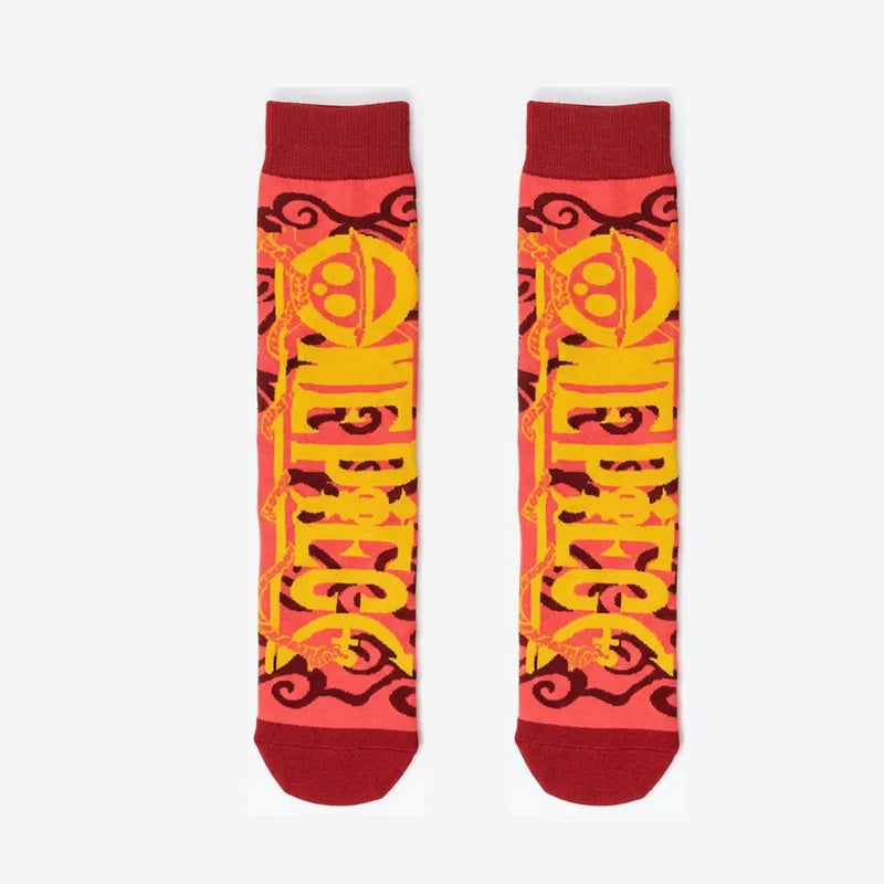 Unisex One Piece Anime Crew Socks Luffy Zoro Gear 5 Cotton Cartoon Streetwear Hosiery for Fans