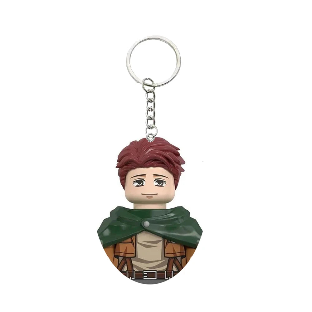 Anime Attack on Titan Building Blocks Keychain Mini Figure Keyring Collectible Toy Pendant for Bag Accessories Fans Gift