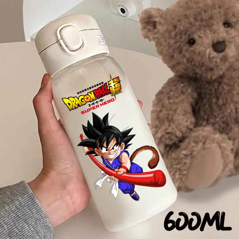 For Dragon Ball Straw Bottles 600ml Vegeta Goku Transparent Plastic Anti Drop Water Bottle Students Outdoor Capacity