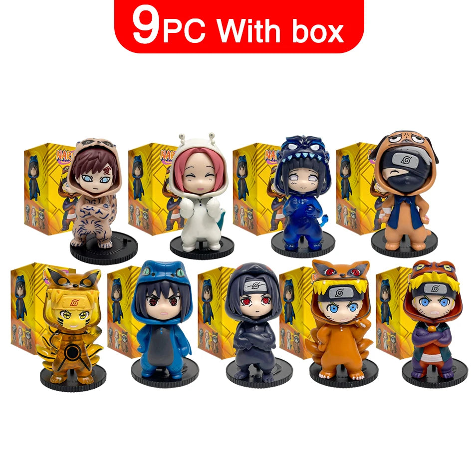 Hot Naruto Itachi Sasuke Kakashi Gaara Series 9PSC set Blind Box Trendy PVC Toy Figure Pendant Collection Birthday Present