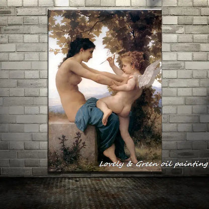 Arthyx,Print Love On The Look Out Of William Adolphe Bouguereau Oil Paintings On Canvas,Classical Wall Picture Living Room Decor