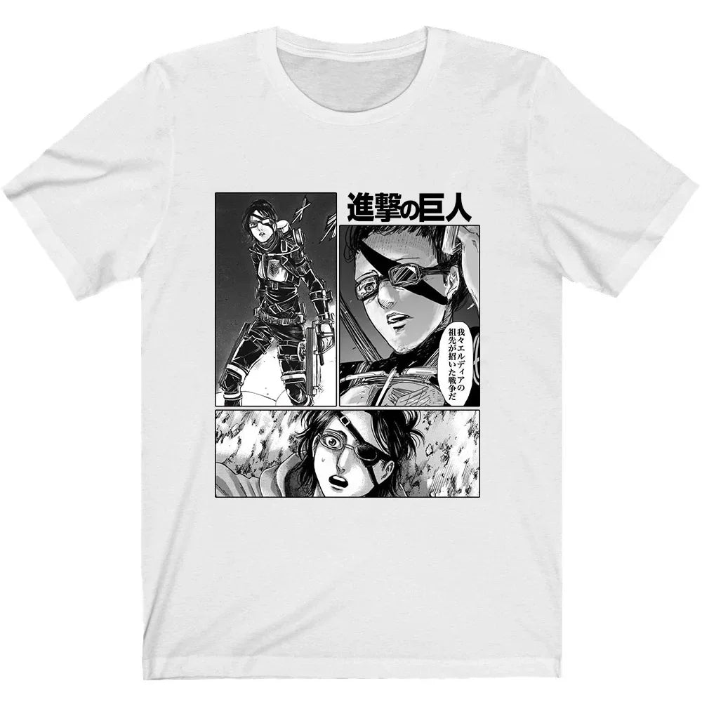 Japanese Anime Attack on Titan Graphic Printed T-shirt Summer unisex Loose and Breathable cotton T-shirt Top