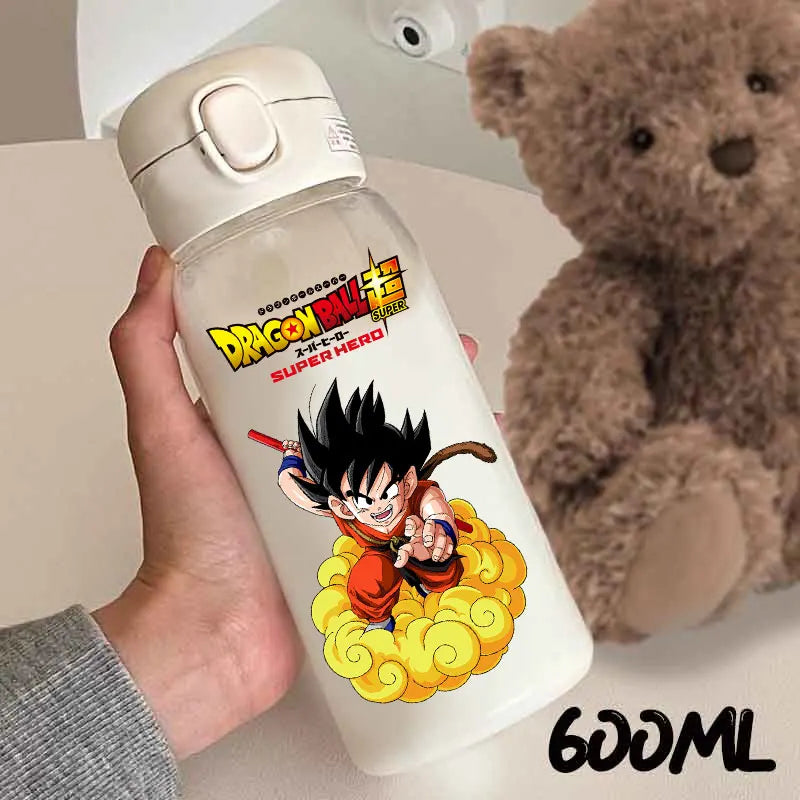 For Dragon Ball Straw Bottles 600ml Vegeta Goku Transparent Plastic Anti Drop Water Bottle Students Outdoor Capacity