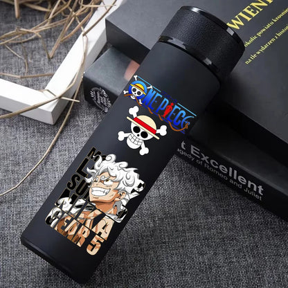 One Piece 304 Stainless Steel Thermos Cup Pattern Luffy Roronoa Zoro Action Figure High Capacity 500ML Drinking Water Bottle