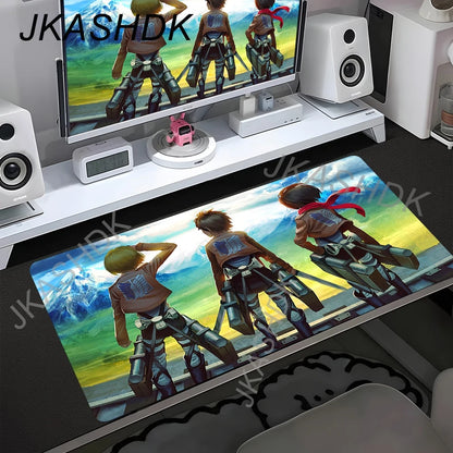 Attack on Titan Anime Large Lock Edge Mouse Pad Computer Mousepad XXL S Gaming Padmouse Gamer Laptop Keyboard Mouse Mats Carpet