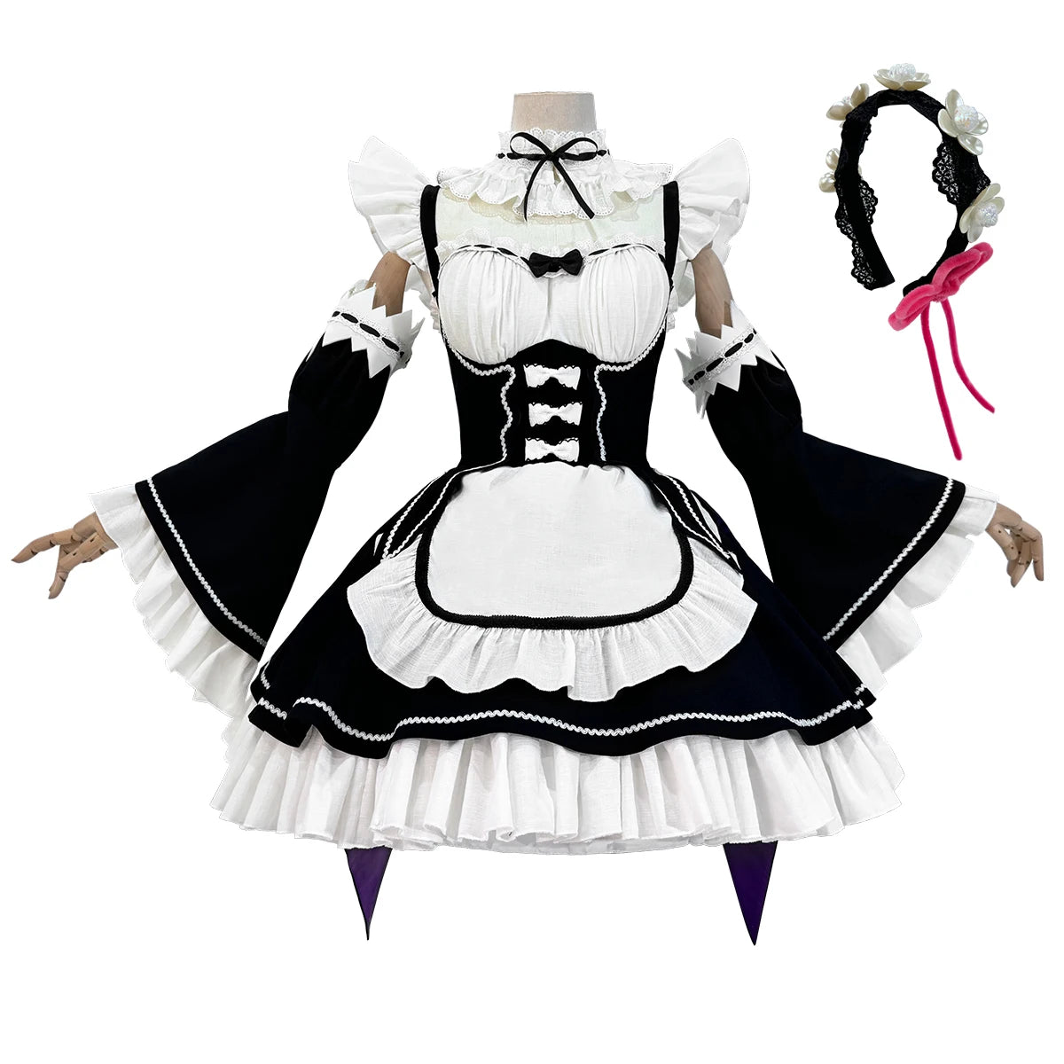 HOLOUN Zero Anime Rem Cosplay Costume Wig Lolita Maid Dress
