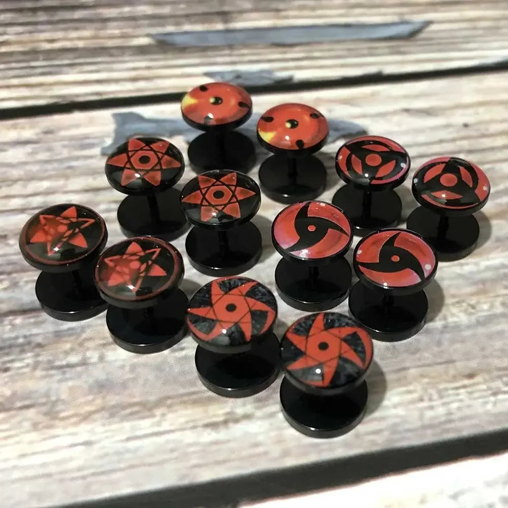 Anime Uzumaki Naruto Figures Earrings Accessories Uchiha Itachi Sharingan Cosplay Party Studs Earrings Toys for Women Girl Gift