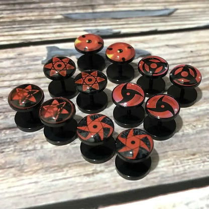 Anime Uzumaki Naruto Figures Earrings Accessories Uchiha Itachi Sharingan Cosplay Party Studs Earrings Toys for Women Girl Gift