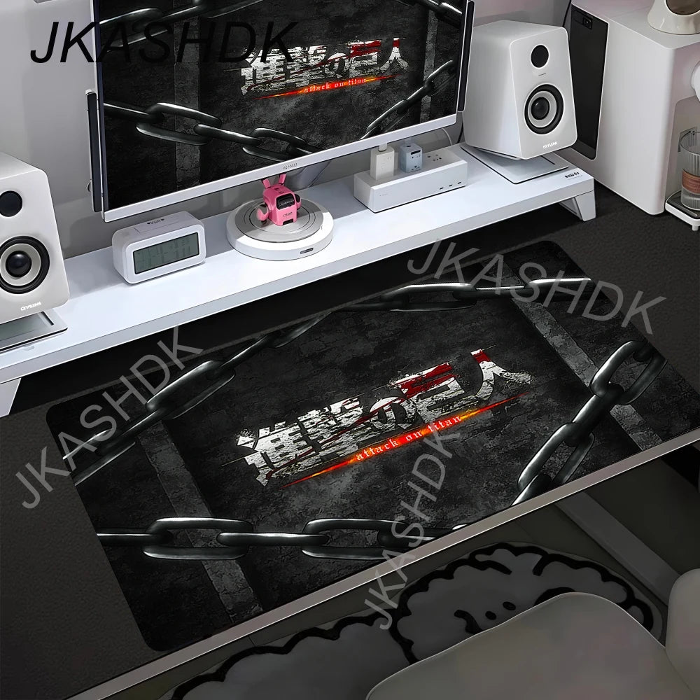 Attack on Titan Anime Large Lock Edge Mouse Pad Computer Mousepad XXL S Gaming Padmouse Gamer Laptop Keyboard Mouse Mats Carpet