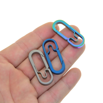 1.6inch 40mm small  Ti keychain color Solid titanium oval snap Lock Carabiner Key ring Safety Hook DIY FOB EDC camping outdoor