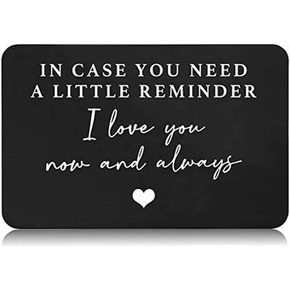 GEKTIMER Wallet Card Romantic "I Love You Now & Always" Heart Inspirational Gift For Boyfriend Husband Wedding Birthday Present