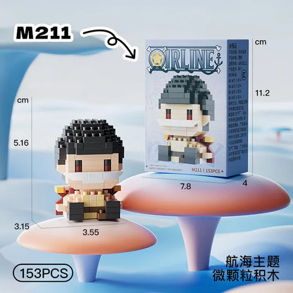 New ONE PIECE Sun God Nika Luffy Micro Action Block Chopper Ace Buggy 3D Anime Model Assembly Mini Bricks Figure Toys For Gift