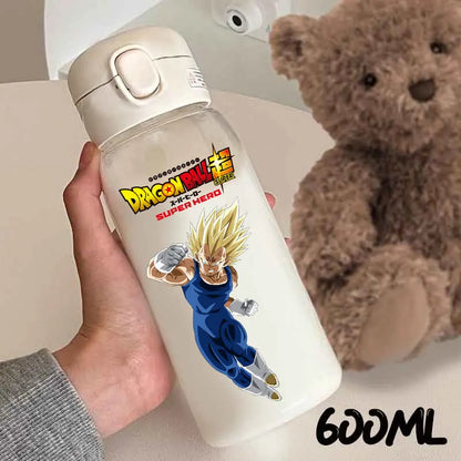 For Dragon Ball Straw Bottles 600ml Vegeta Goku Transparent Plastic Anti Drop Water Bottle Students Outdoor Capacity