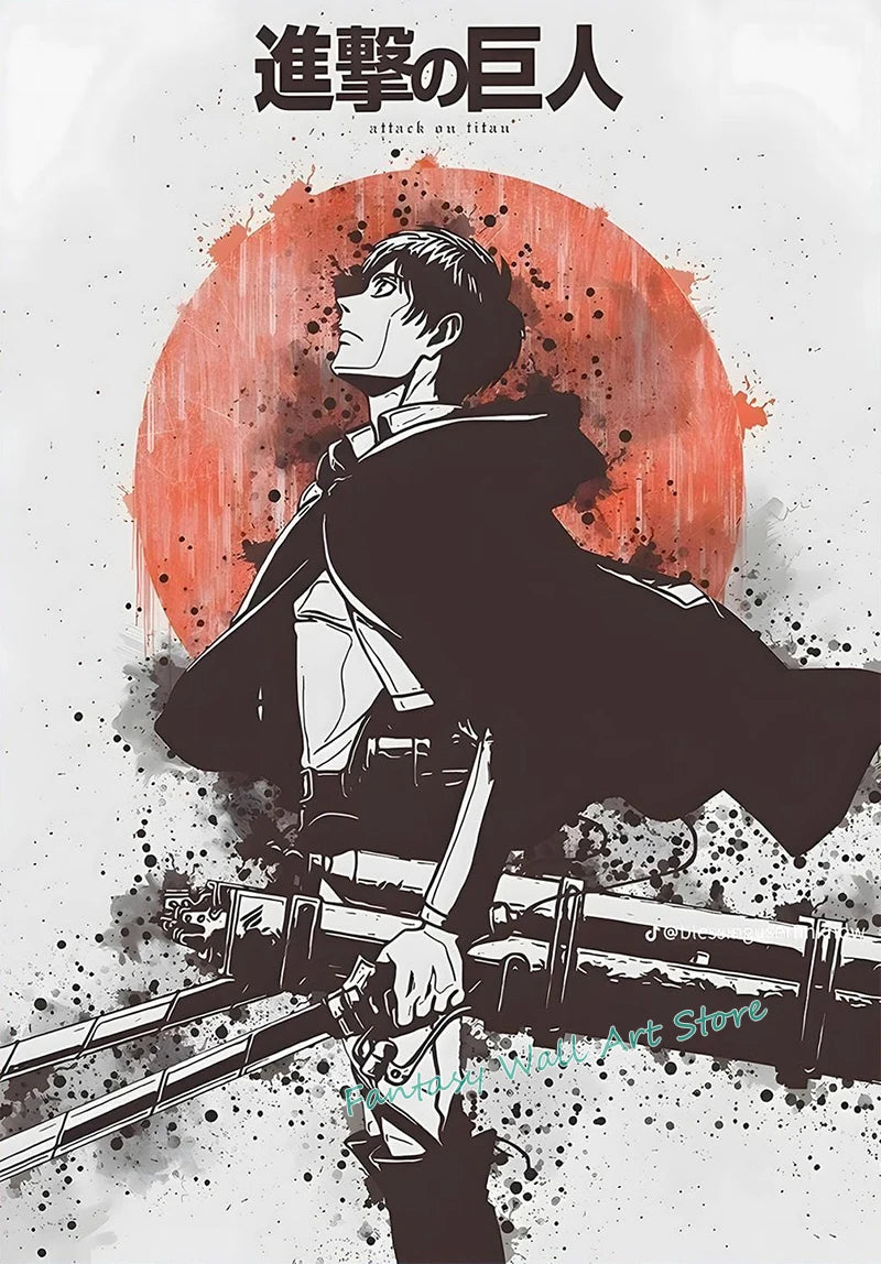 A-ttack-on-Titan Anime Levi Ackerman Eren Yeager Anime Characters Series Poster Canvas Painting Wall Pictures Home Room Decor