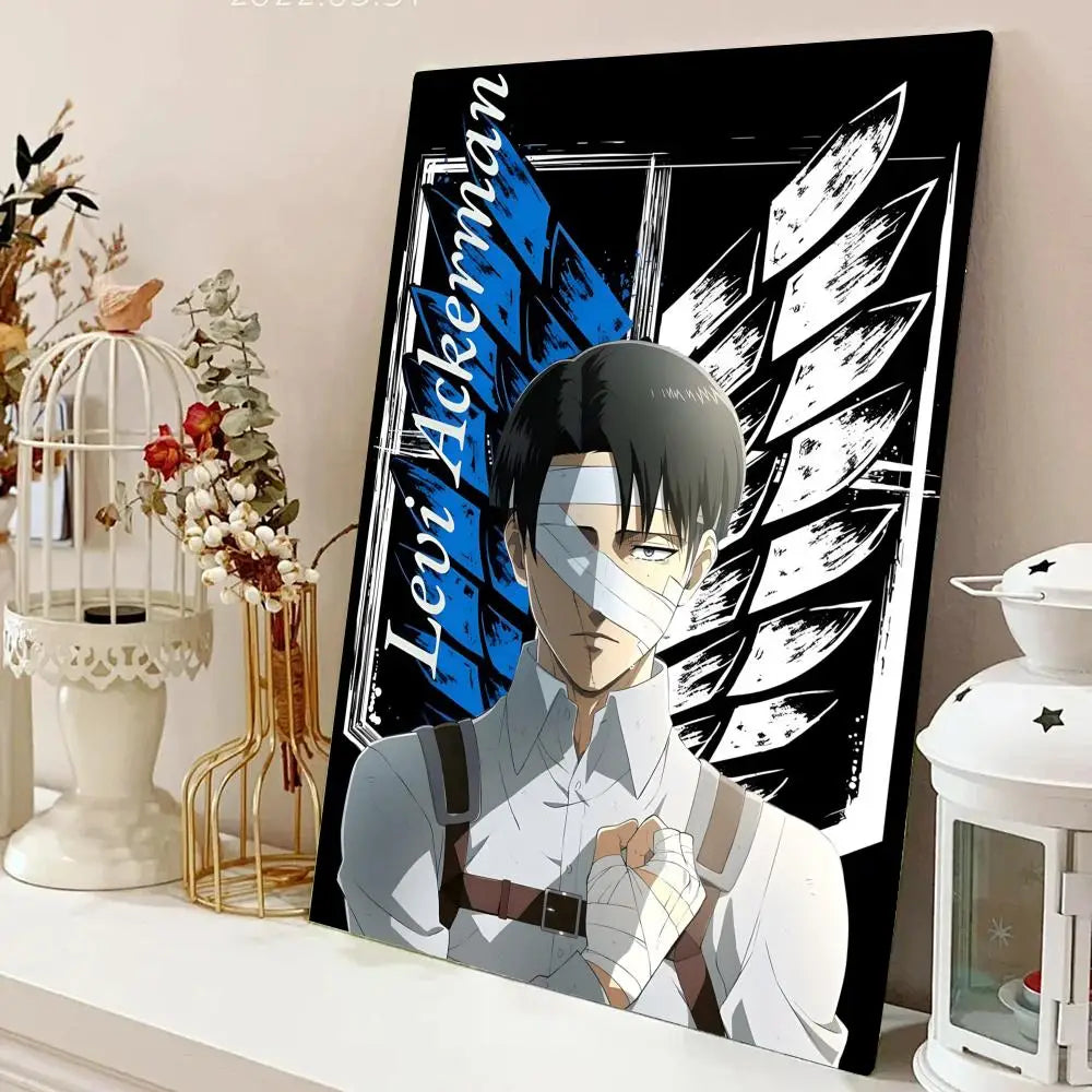 AZNM Attack on Titan Anime Canvas Wall Art, Levi Ackerman Print, Shingeki no Kyojin Home Decor Poster