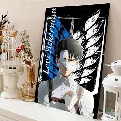 AZNM Attack on Titan Anime Canvas Wall Art, Levi Ackerman Print, Shingeki no Kyojin Home Decor Poster