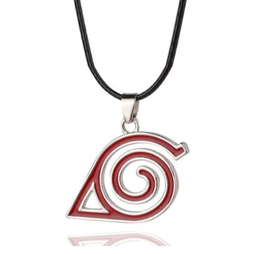 Hot Anime Konoha Necklace Akatsuki Red Cloud Pendant Uzumaki Anime Accessories Keychain Cosplay Akatsuki Itachi Cartoon Jewelry