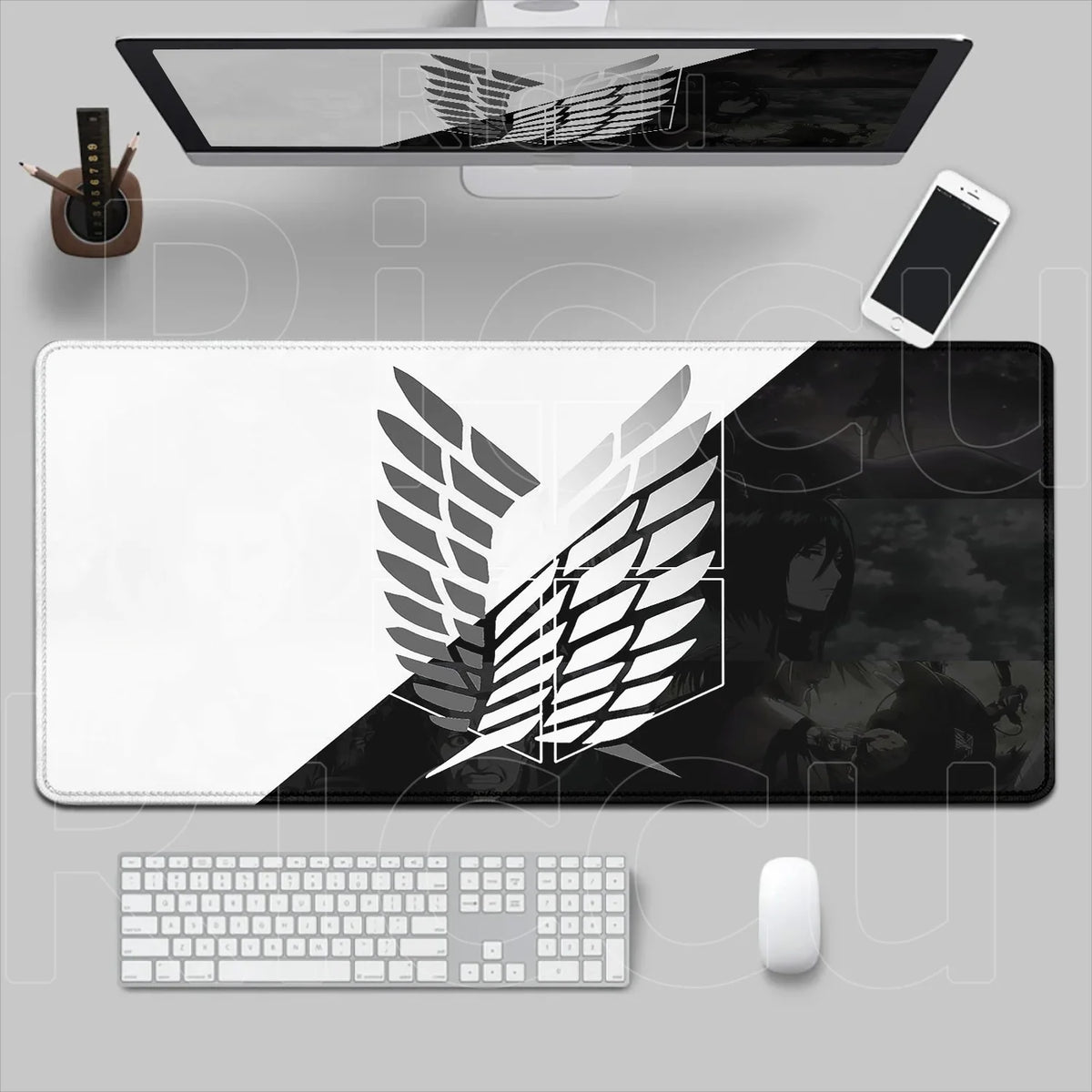 New HD Printing Attack on Titan Anime Desk Mat Large Lock Edge Mouse Pad Computer Mousepad Gaming Laptop Keyboard Mouse Mats Rug