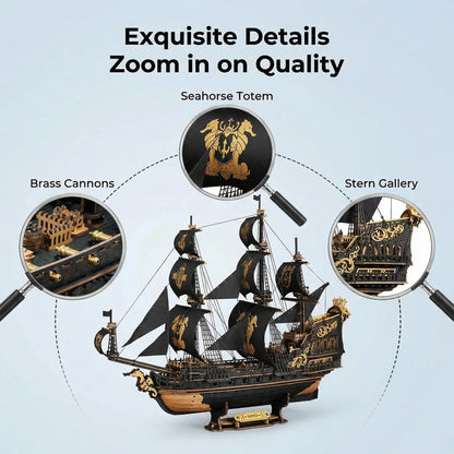 Robotime Rokr 3D Puzzle Wooden Seahouse Barque Model kits Build Home Desk Decoration Gift For Teens and Adults
