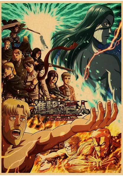 Attack on Titan Season  Eren Poster  Japanese Anime Classic Kraft Paper Wall Art Decor for Home  Room  Unique Prints  Stickers f