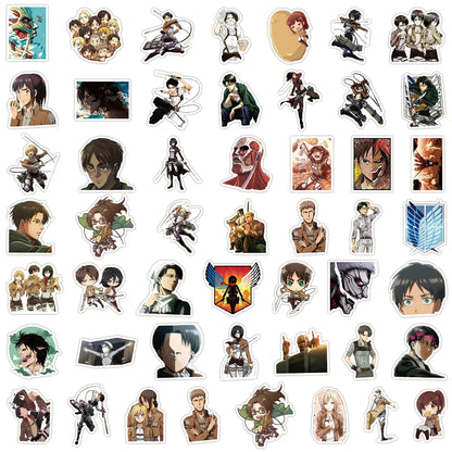 50pcs Cartoon Animation Attack on Titan Decorative Handbook Stationery Water Cup Computer Waterproof Sticker