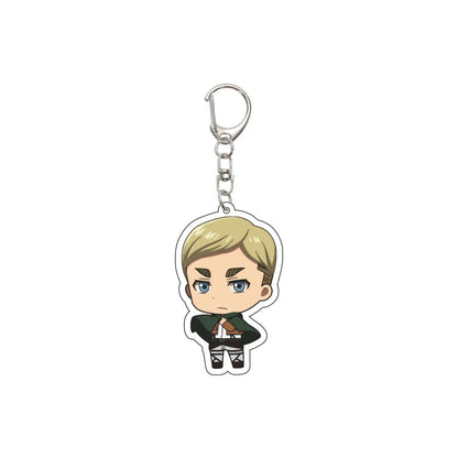 55MM Keychain Anime Attack on Titan Eren Jaeger Mikasa Ackerman Levi Ackerman Hanji Zoe Erwin Smith Acrylic Key Chain Cute Gifts