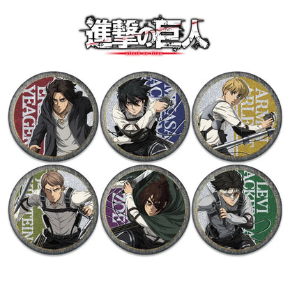 Attack on Titan 58 Badge Plain Glossy Film 58 Pin Anime Eren Yeager Ackerman Merchandise Souvenirs Collectibles Action Figures