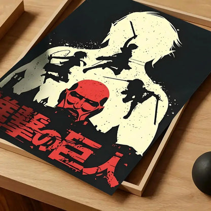 Anime Attack on Titan Poster Self-adhesive Art Waterproof Paper Sticker Coffee House Bar Room Wall Decor