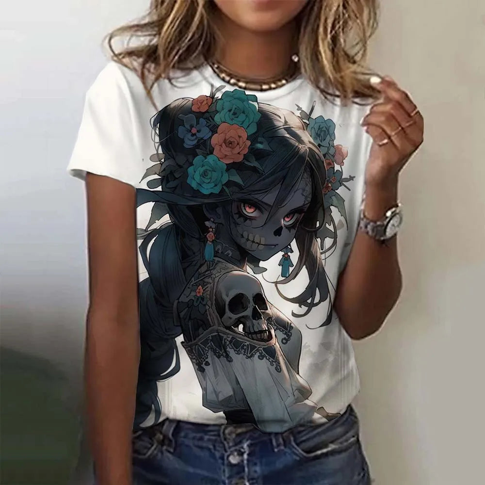 Day Of The Dead Skull Oversized T-Shirt
