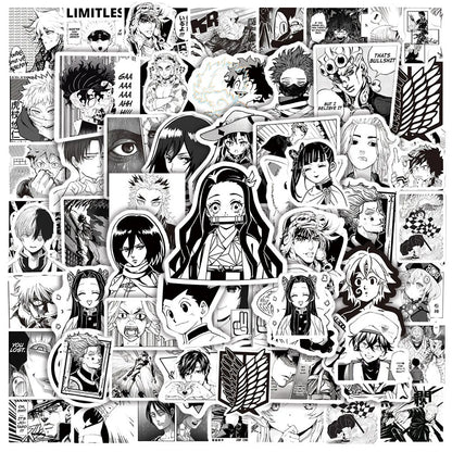 50/100pcs Cartoon Mix Anime Stickers Attack On Titan Jujutsu Kaisen Decals Skateboard Laptop Car Motorcycle Waterproof Sticker