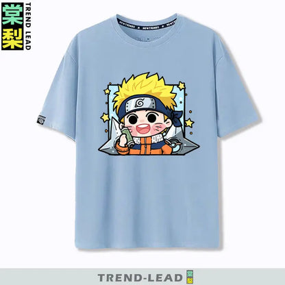Naruto Q-version Uzumaki Naruto Obito Uchiha Sasuke Cartoon Character Children's Short Sleeved Loose Trendy Parent-child T-shirt