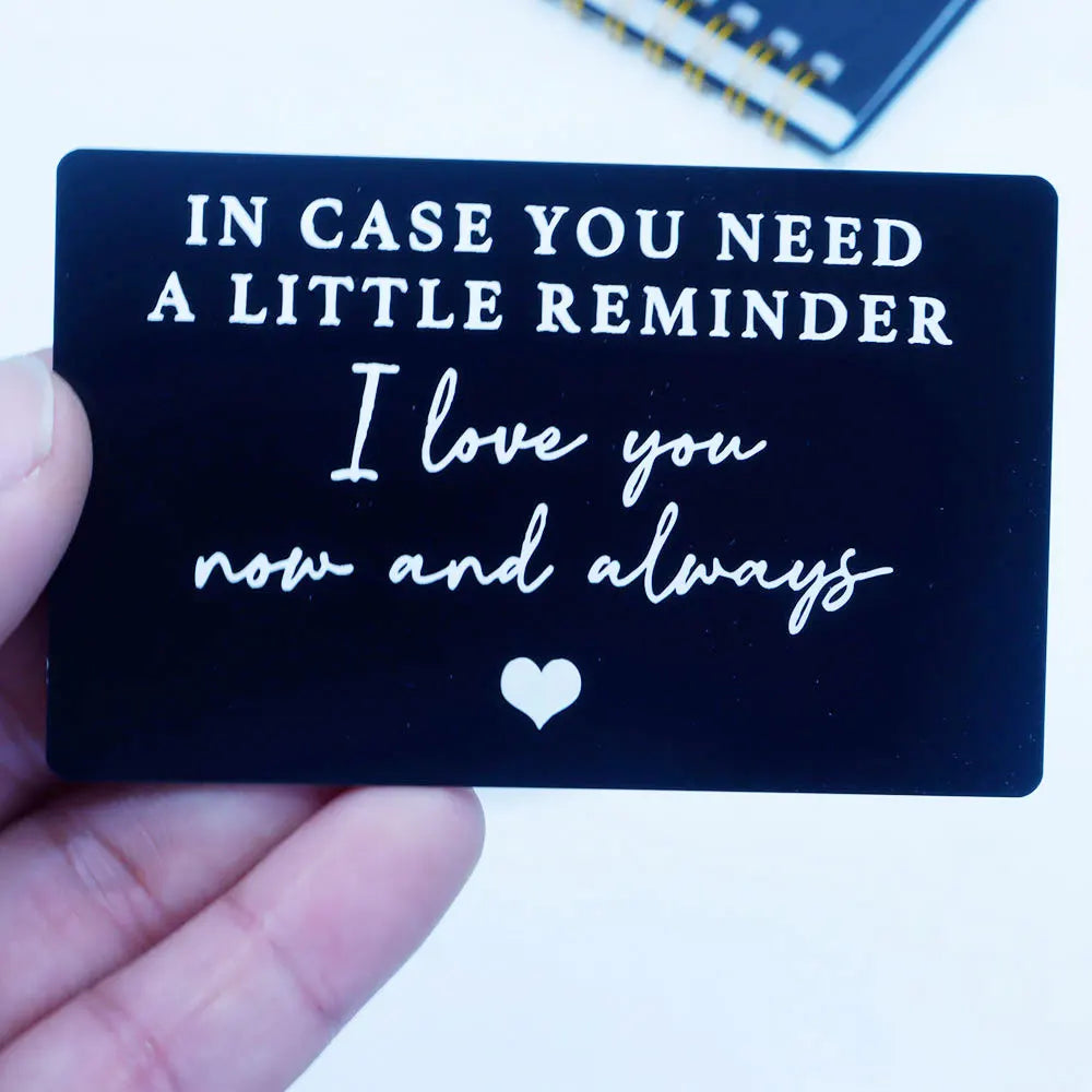 GEKTIMER Wallet Card Romantic "I Love You Now & Always" Heart Inspirational Gift For Boyfriend Husband Wedding Birthday Present