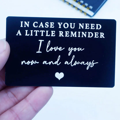 GEKTIMER Wallet Card Romantic "I Love You Now & Always" Heart Inspirational Gift For Boyfriend Husband Wedding Birthday Present