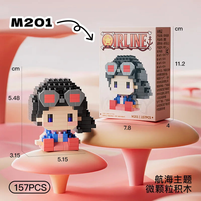 New ONE PIECE Sun God Nika Luffy Micro Action Block Chopper Ace Buggy 3D Anime Model Assembly Mini Bricks Figure Toys For Gift