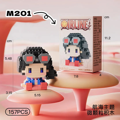 New ONE PIECE Sun God Nika Luffy Micro Action Block Chopper Ace Buggy 3D Anime Model Assembly Mini Bricks Figure Toys For Gift