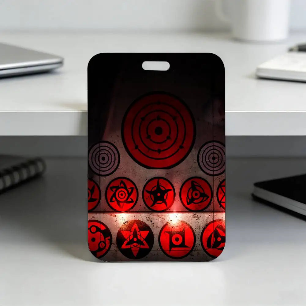 Anime N-NARUTO Akatsuki Itachi Sharingan Transparent Card Holder Employee Plastic Slide Cover Lanyard Work Business ID Bag Bus