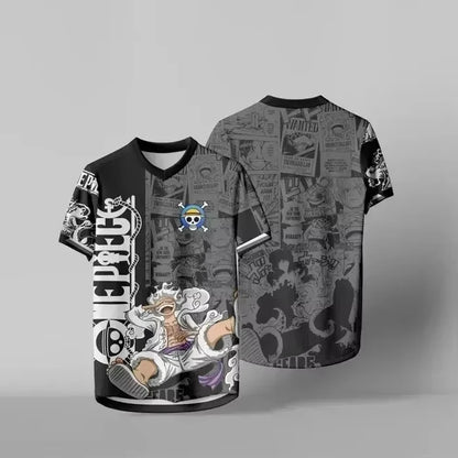 2026 Summer One Piece Luffy Retro Cosplay T-shirt Men's Oversized 3D Printed Short-sleeved Family Unisex Children's Sports Shirt