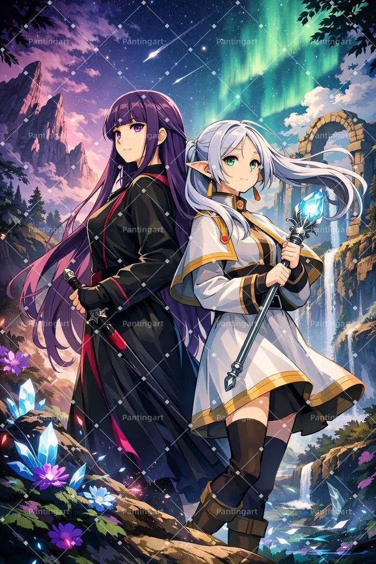 Magic Fantasy F-Frieren Beyond Journeys End Anime Canvas Painting Classic Elf Magic Girl Manga Art Poster Teens' Room Home Decor