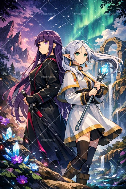 Magic Fantasy F-Frieren Beyond Journeys End Anime Canvas Painting Classic Elf Magic Girl Manga Art Poster Teens' Room Home Decor