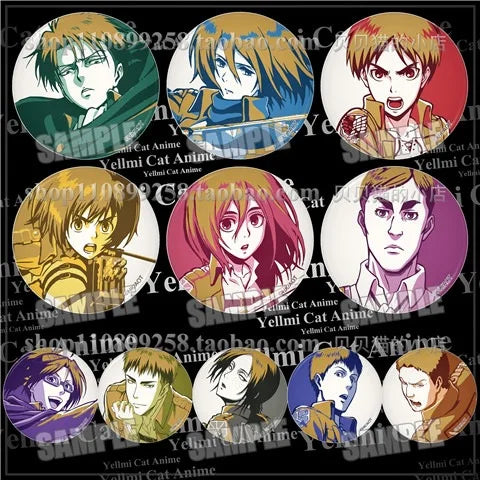 Attack on Titan Badge Levi Ackerman Mikasa Ackerman Erwin Smith Hange Zoe Ymir Goddess Pin Brooch Accessory Keychain Anime