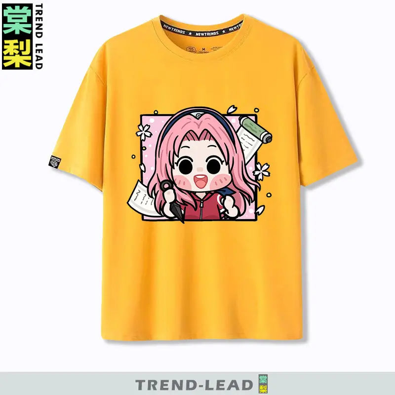 Naruto Q-version Uzumaki Naruto Obito Uchiha Sasuke Cartoon Character Children's Short Sleeved Loose Trendy Parent-child T-shirt