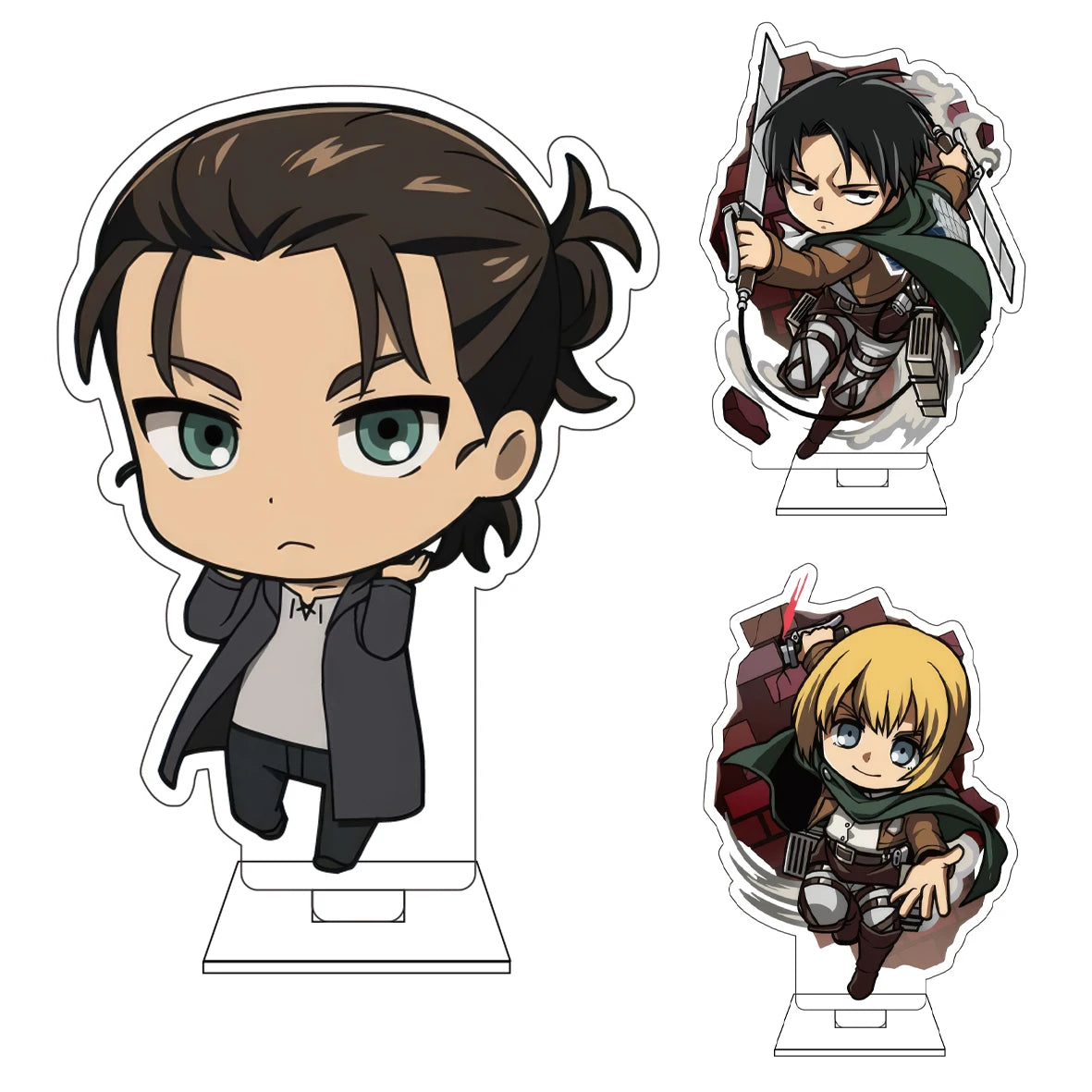 10CM Anime Attack on Titan Cosplay Cute Acrylic Figure Stand Plate Armin Arlert Mikasa·Ackerman Eren Jaeger Ornaments Gifts