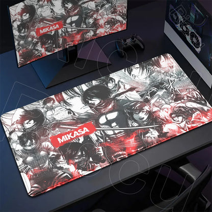 Attack on Titan Gaming Mouse Pad Anime Table Mat Large Computer Accessories Gamer Non-slip Keyboard Mause Office Laptops Desktop