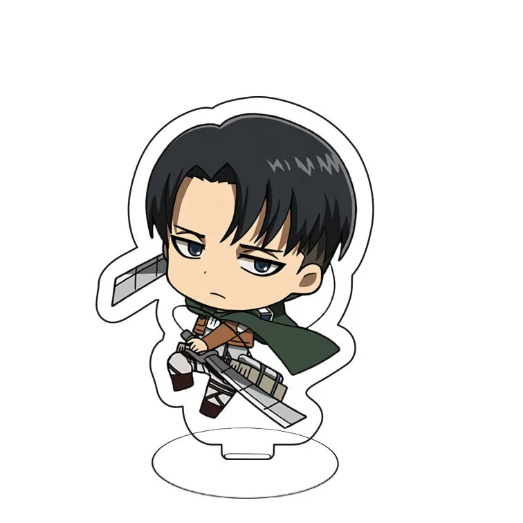 Attack On Titan Eren Yeager Mikasa Ackerman Armin Arlert Merchandise Acrylic Mini Figure Display Stand Model Plate Keychain