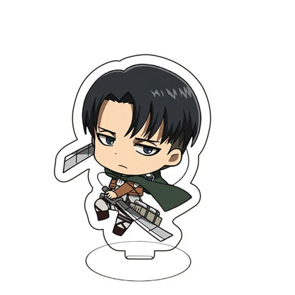 Attack On Titan Eren Yeager Mikasa Ackerman Armin Arlert Merchandise Acrylic Mini Figure Display Stand Model Plate Keychain