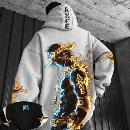 One Piece Anime Ace Co Branded Printed Hoodie 2025 Men's and Women's Autumn/Winter Loose Casual Japanese Harajuku Sweater Top